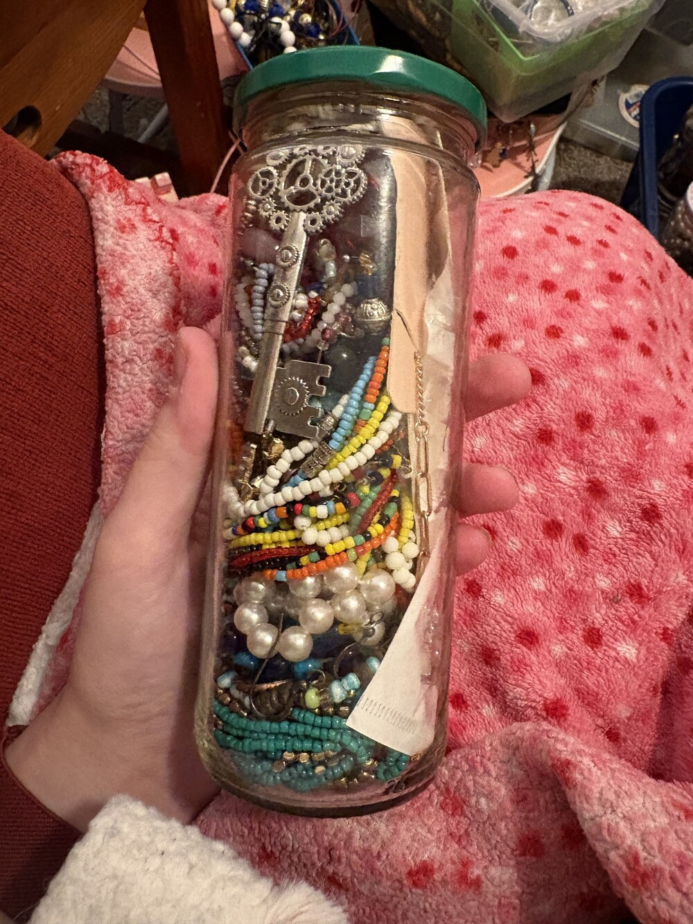 Premium Mystery Jewelry Jar with 50+ Mixed wearable whimsical and Boho Jewelry - Picture 5 of 6